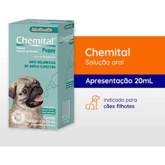 Vermífugo Chemital Puppy Para Cachorro Frasco Com 20 Ml**VALIDADE:09/26**