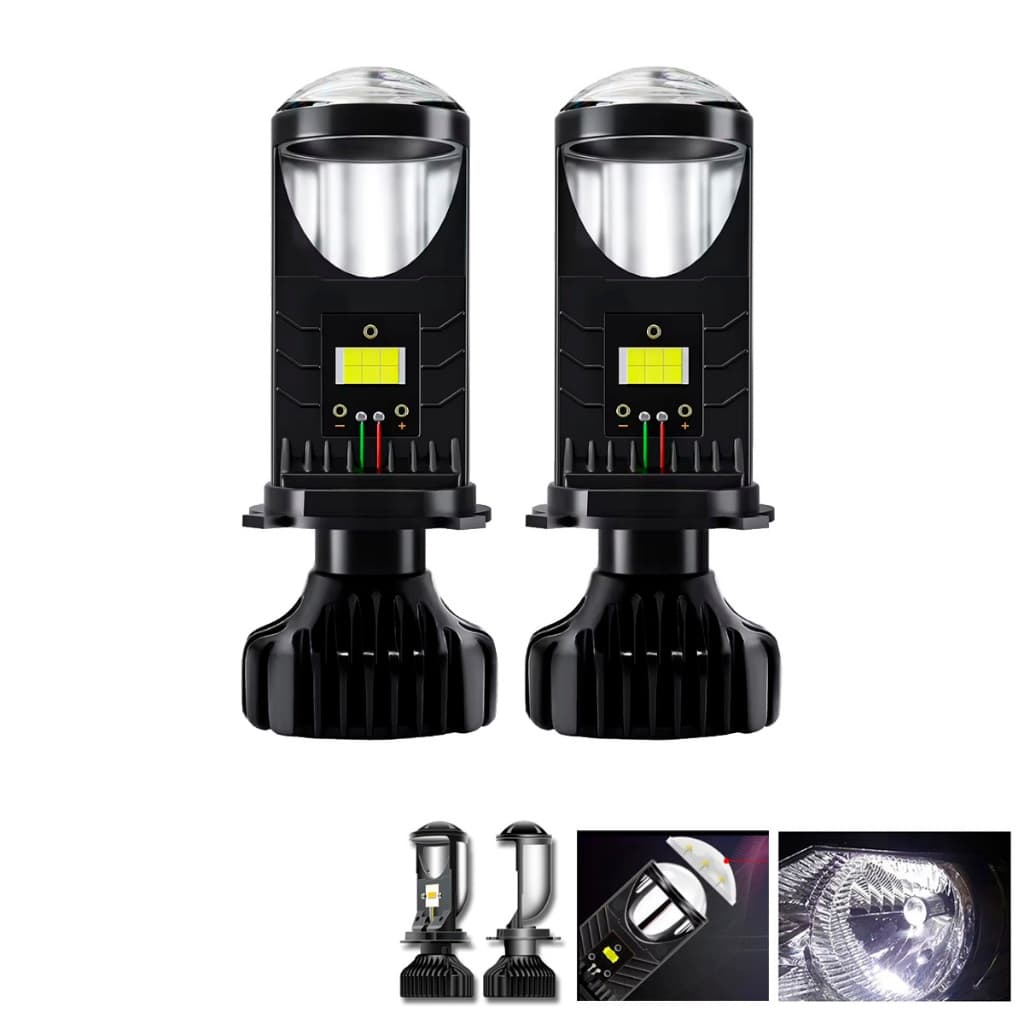LED H4 PROJETOR LUZ DE LED PARA CARRO MOTO 72W 12V/24V 6500K SUPER BRANCA KIT 2UN BI LED ELIPTICO