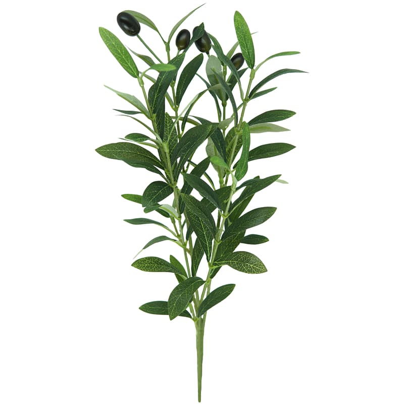 1 Haste Galho de Oliveira Oliva 45cm Folhagem Artificial Realista Verde com Frutos Para arranjos copa cozinha Home