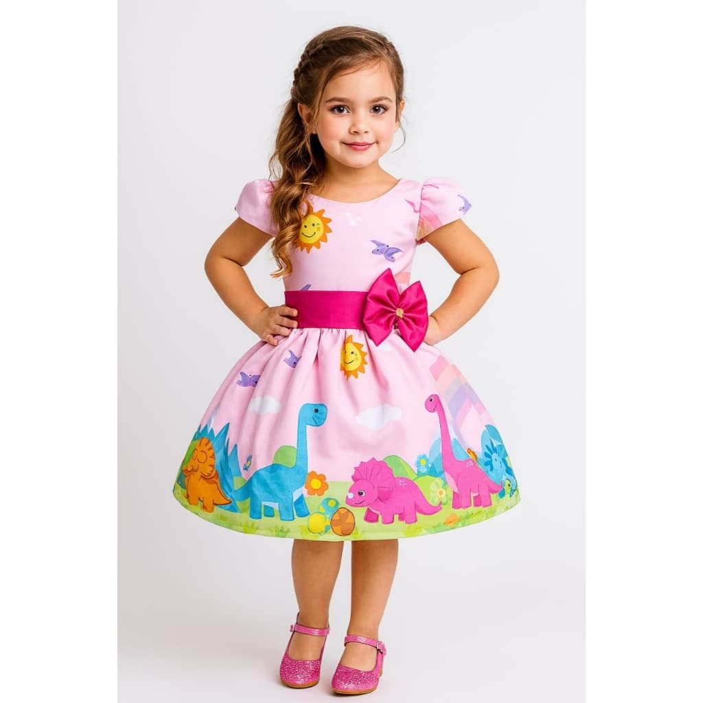 Vestido Dinossauro Dino Infantil Menina Luxinho