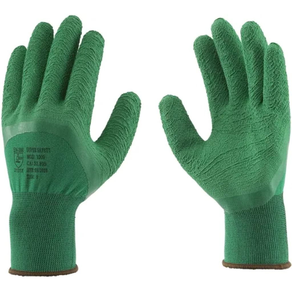 Luva de Proteção Revestida Látex Corrugado Verde SS 1009 KIT 6/10/15