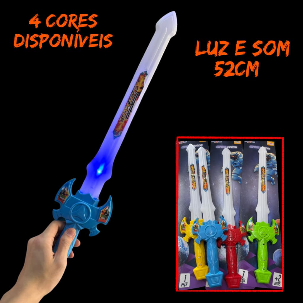 Espada de Brinquedo 52CM C/ Luz e Som Brinquedo Menino Fantasia Cosplay