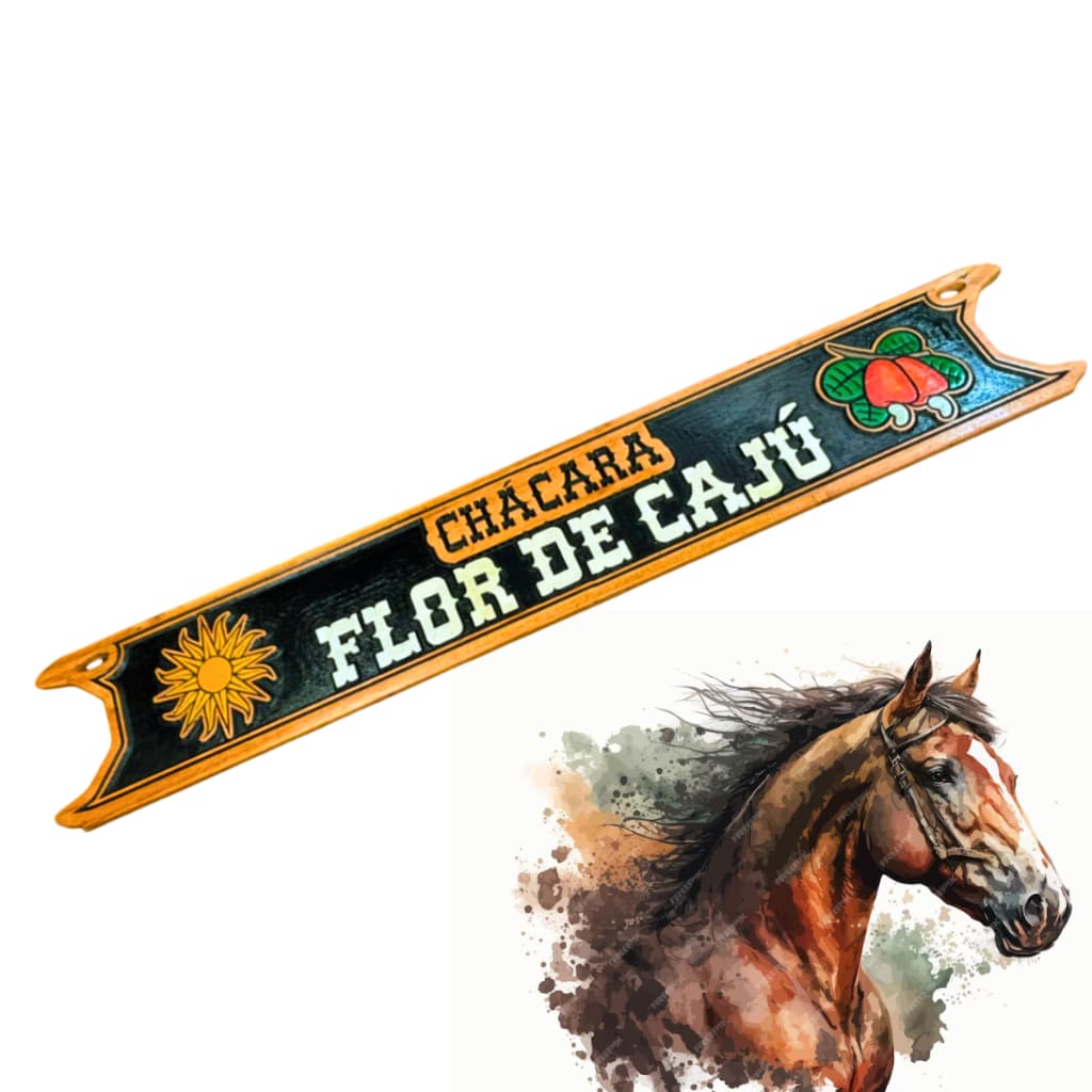 Placa Entalhada Personalizado Em Madeira Maciça Nobre Premium Sítio Chácara Fazenda Rancho - Woodart