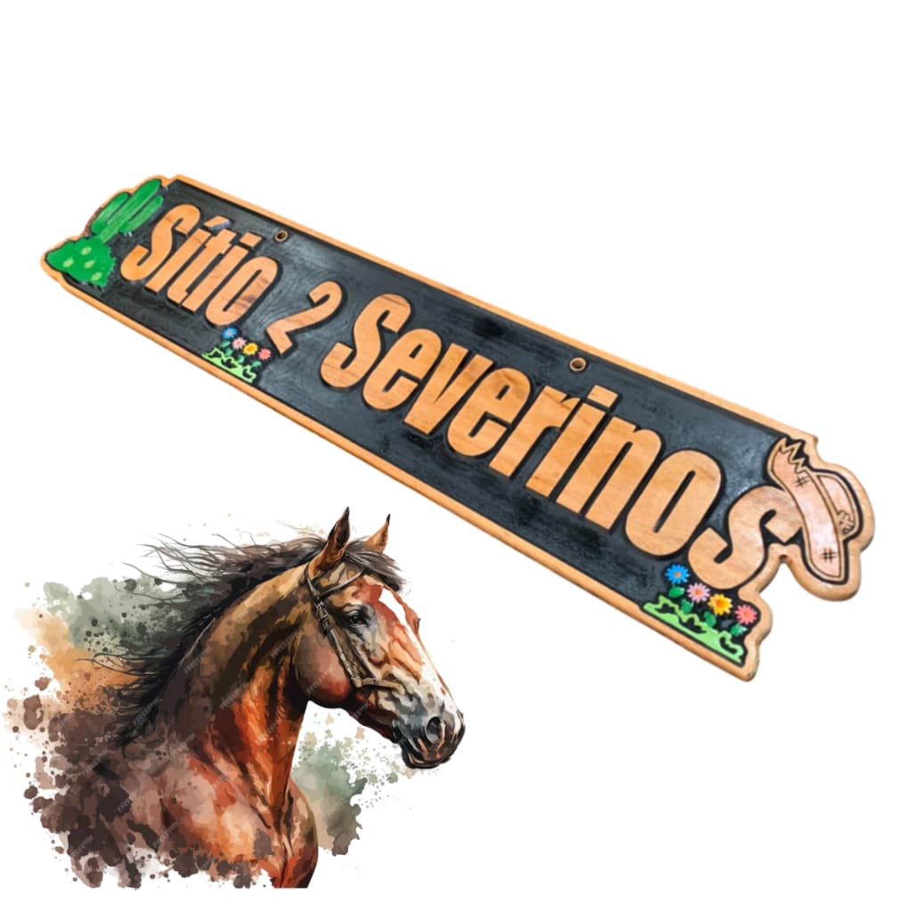 Placa Personalizada Entalhada Em Madeira Maciça Woodart Sítio Chácara Rancho Fazenda Sítio - Woodart