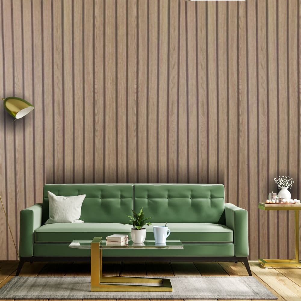 Papel de Parede PREMIUM Madeira Ripado Sombreado 5m x 45cm Adesivo Autocolante Sala, Quarto