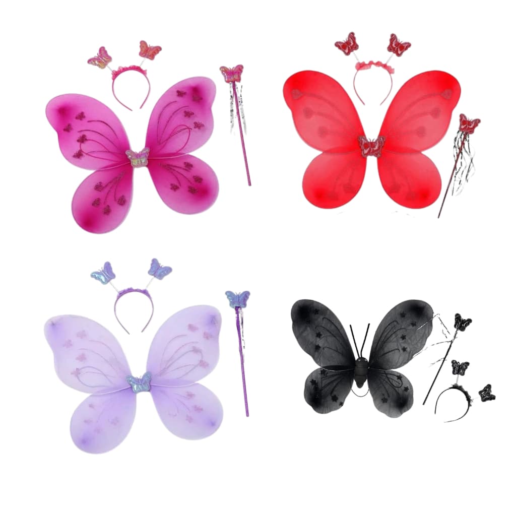 Kit 3 Peças Asa de Borboleta Varias Cores Fantasia Asinha Fantasia Cosplay Carnaval