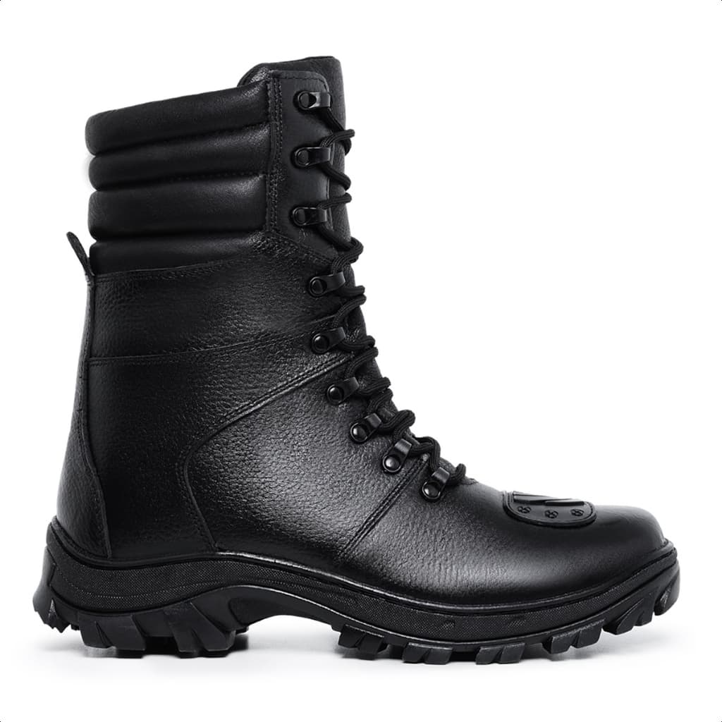 Bota Coturno Militar Masculino Em Couro Legitimo Impermeável Tático Cano Alto