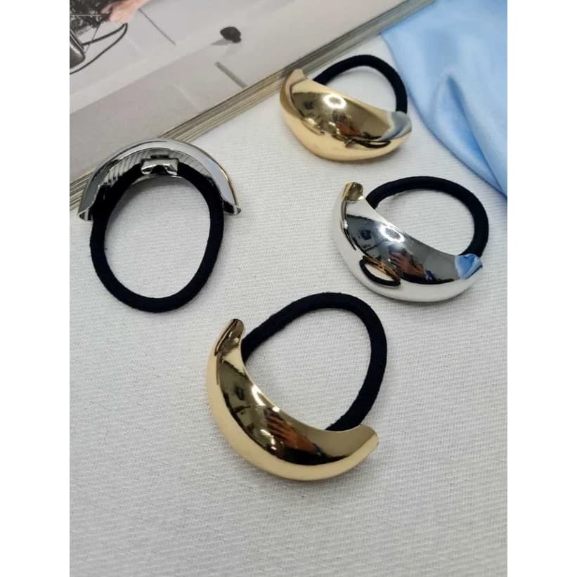 Elástico Prendedor de cabelo Elegante detalhe Metal