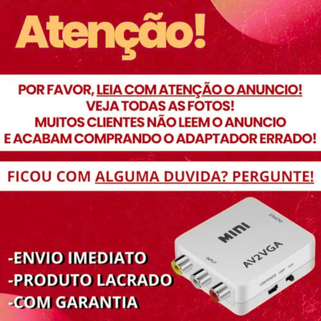 Adaptador Conversor de Entrada Rca Av Para Saída Vga 1080p Hd it blue
