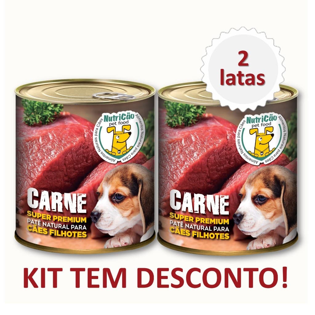 Kit Ração Úmida Patê Natural Cães Filhotes Sabor Carne NutriCão Pet Food Max Benefício Ração Molhada