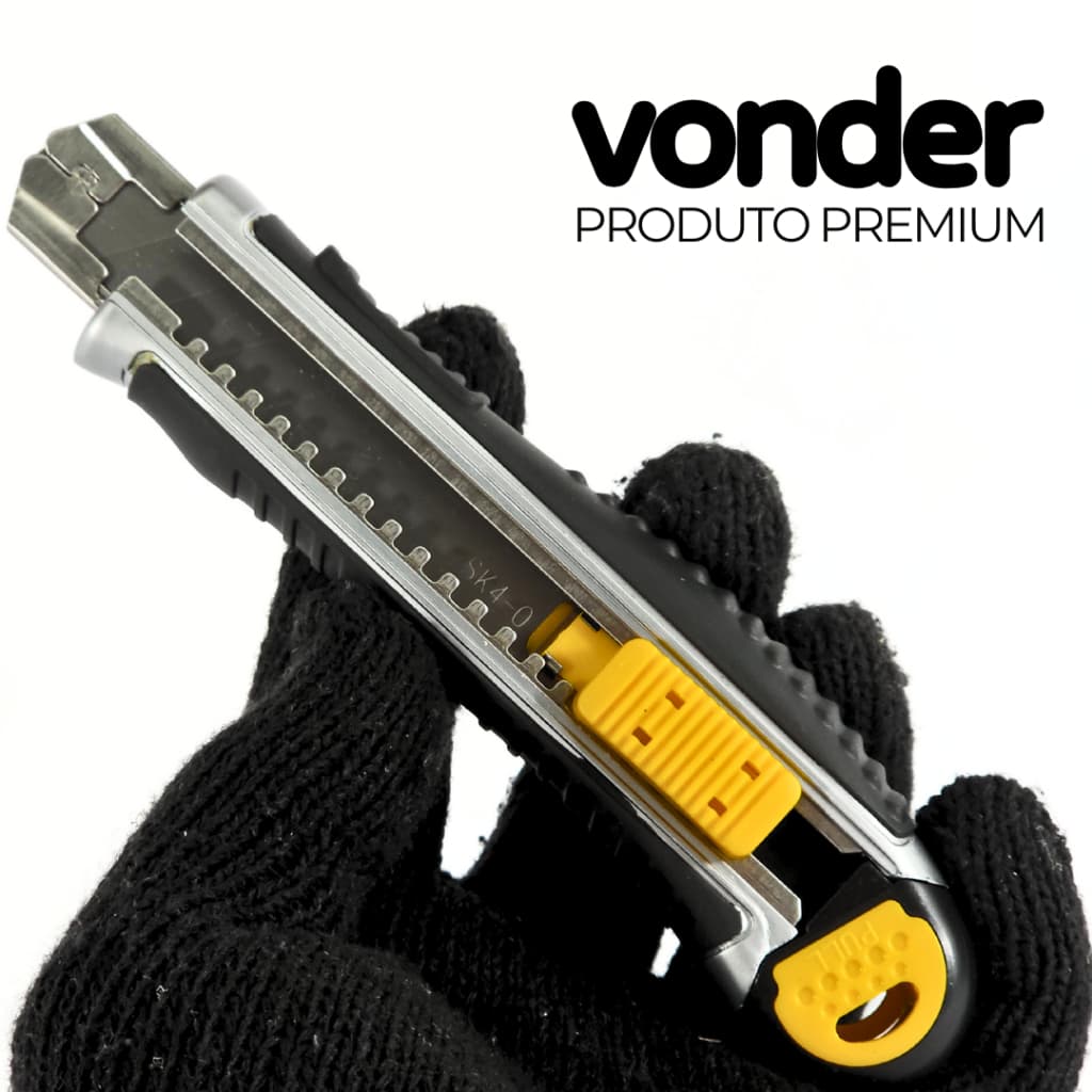 KITs Estilete INOX Profissional + 15/25/55 Lâminas 18mm Metálico Emborrachado Ergonômico - VONDER