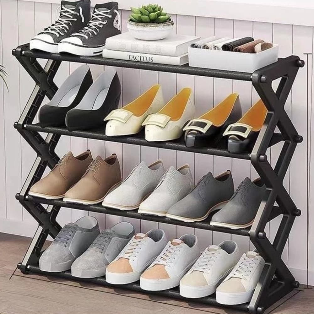 Sapateira Organizadora Prateleira Rack 4 andares Multiúso Sapatos Tênis Chinelo Utensílios Prática Desmontável Cores Sor