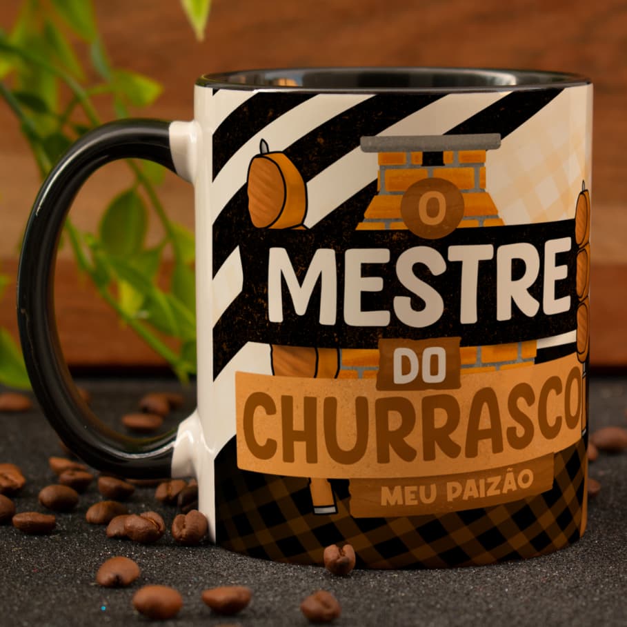 CANECA O MESTRE DO CHURRASCO MEU PAIZÃO COM FOTO - DIA DOS PAIS