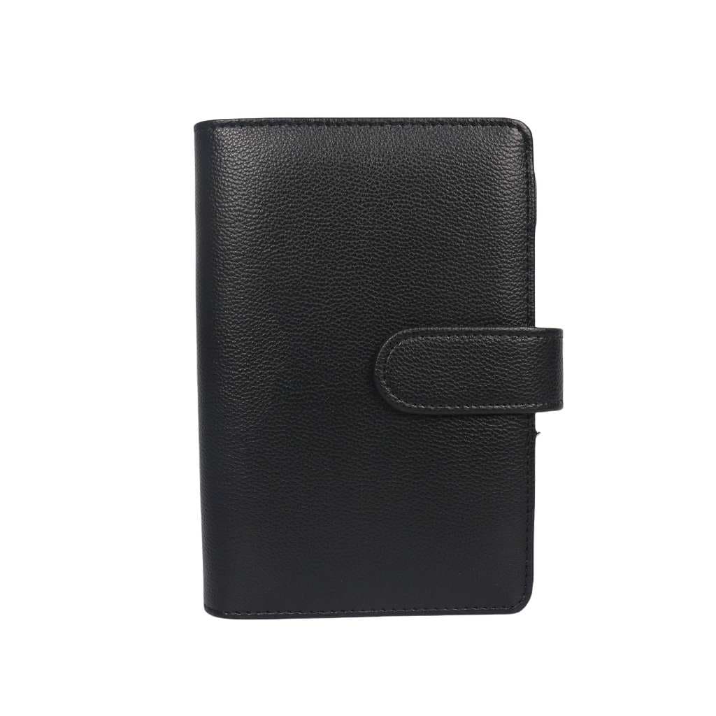 Agenda Planner Caderno Fichario A6 com folhas e 1 bolsa ziper--Cor Preta