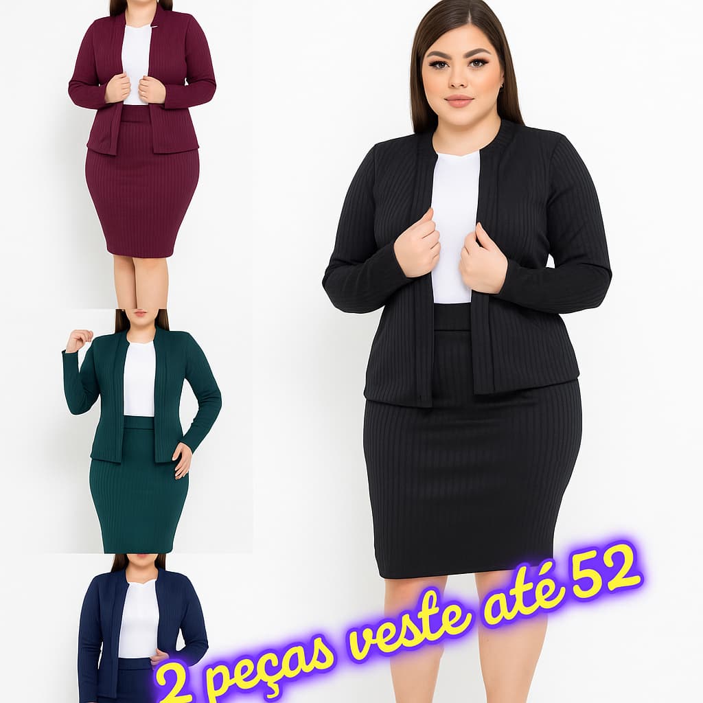 CONJUNTO SOCIAL FEMININO KIT 2 PEÇAS COMBO ASACO E SAIA ROUPA SOCIAL MODA EVANGÉLICA PLUS SIZE MAIS VENDIDO