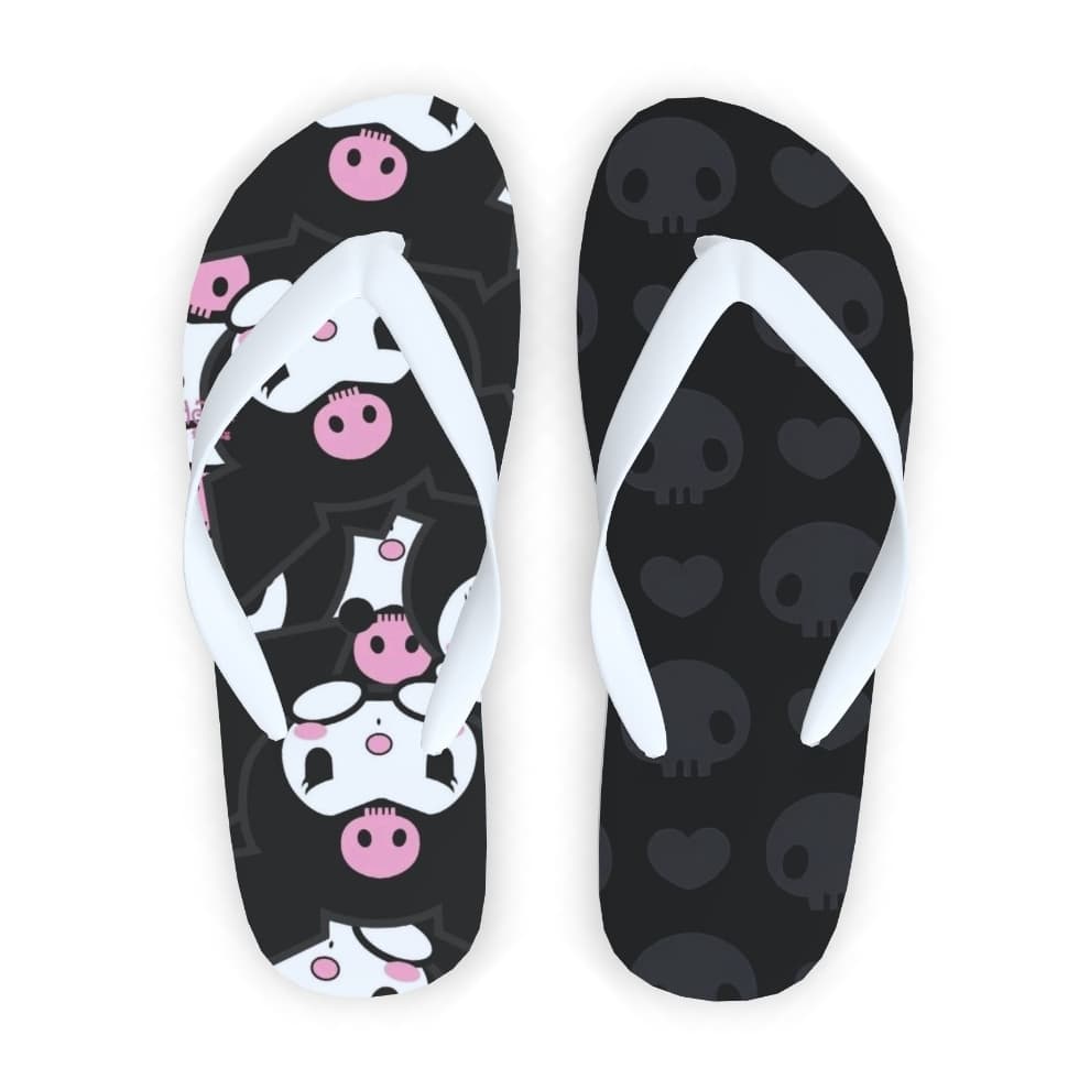 Chinelo kuromi rosto e caveira desenho alta qualidade diversos tamanhos hello kitty