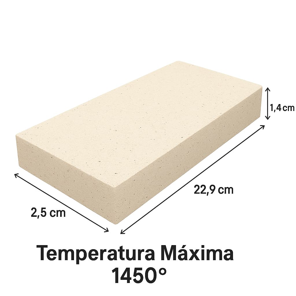 Tijolo Refratário Plaquetas Churrasqueira Forno Lareira Térmico 22,9 cm x 11,4 cm x 2,5