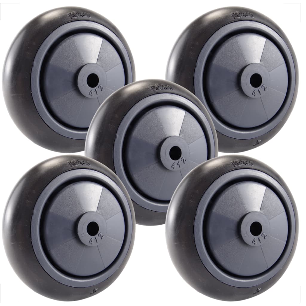 Kit 5 Roda 412 Carrinho Supermercado Rodinha Condomínio PVC Rolamento