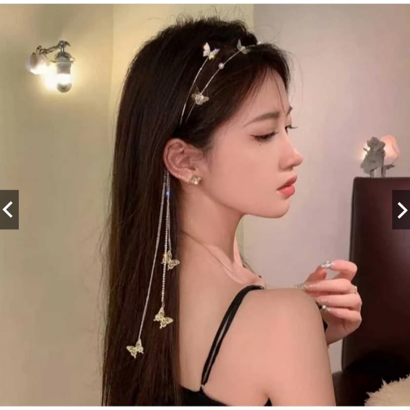 Tiara Fina Butterfly moda coreana Metal leve com detalhe perola