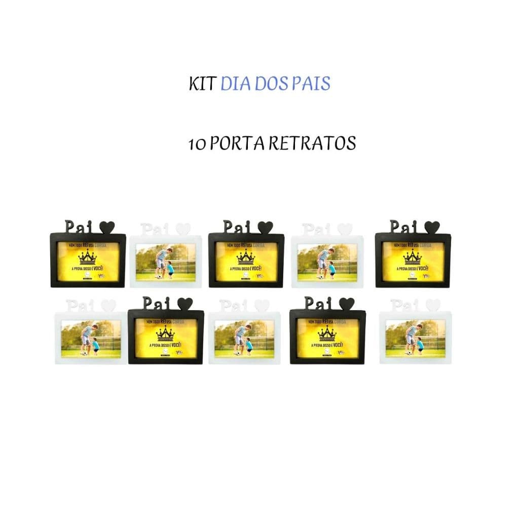 KIT COM 10 PORTA RETRATOS DIA DAS PAIS - CORES SORTIDAS 2024