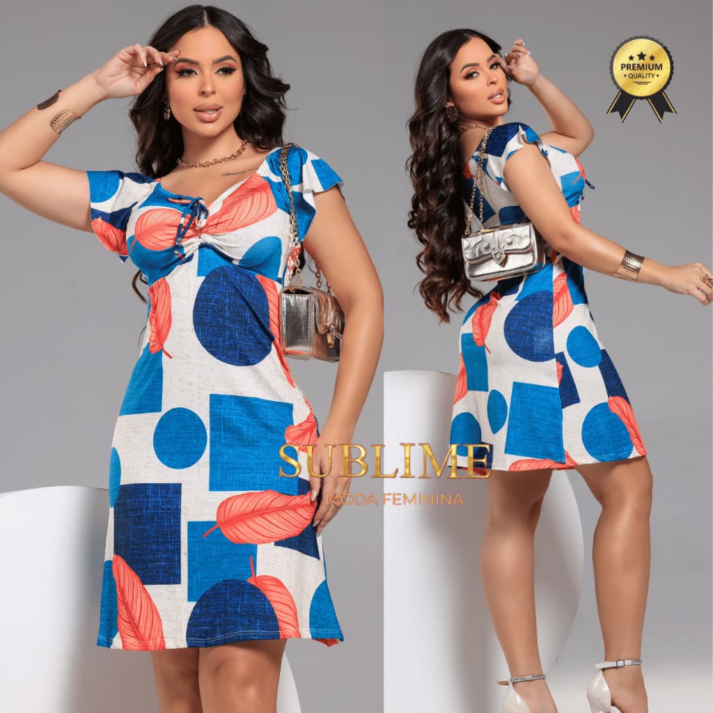 Vestido Viola Suplex Estampado Manga Babado Soltinho Rodado