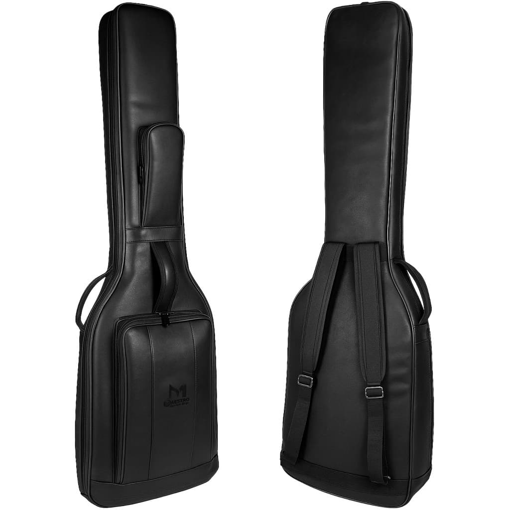 Bag Para Contrabaixo 100% Em Couro Ecológico Cor Preto 119x35x5cm