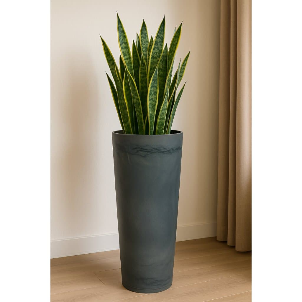 Vaso Planta Pilar Alto Coluna Redonda Marmorizada Cone 70 Cm Luxo