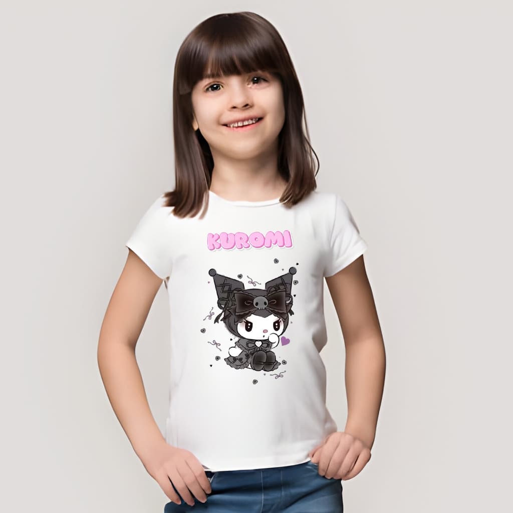 Camiseta Infantil Manga Curta Kuromi Pronta Entrega 2 Ao 12