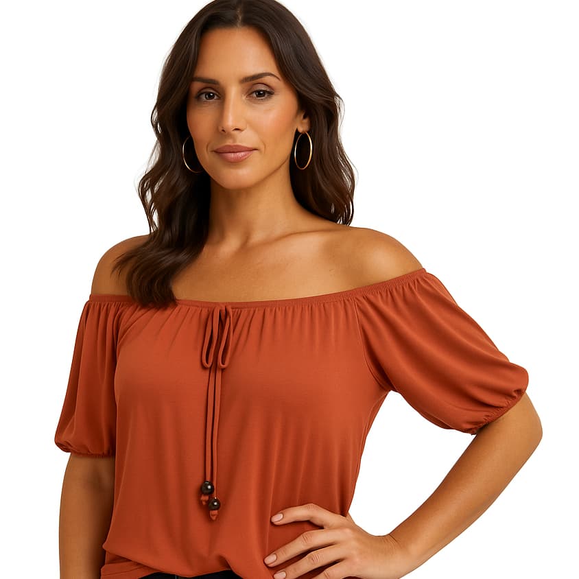 Blusa Feminina Ombro a Ombro Vermelha Moda Verão