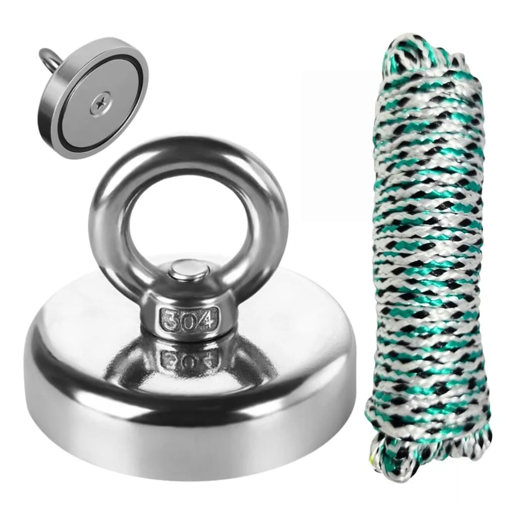 Imã De Neodímio 42mm Pesca magnética suporta Até 61Kg com 10 metros de Corda