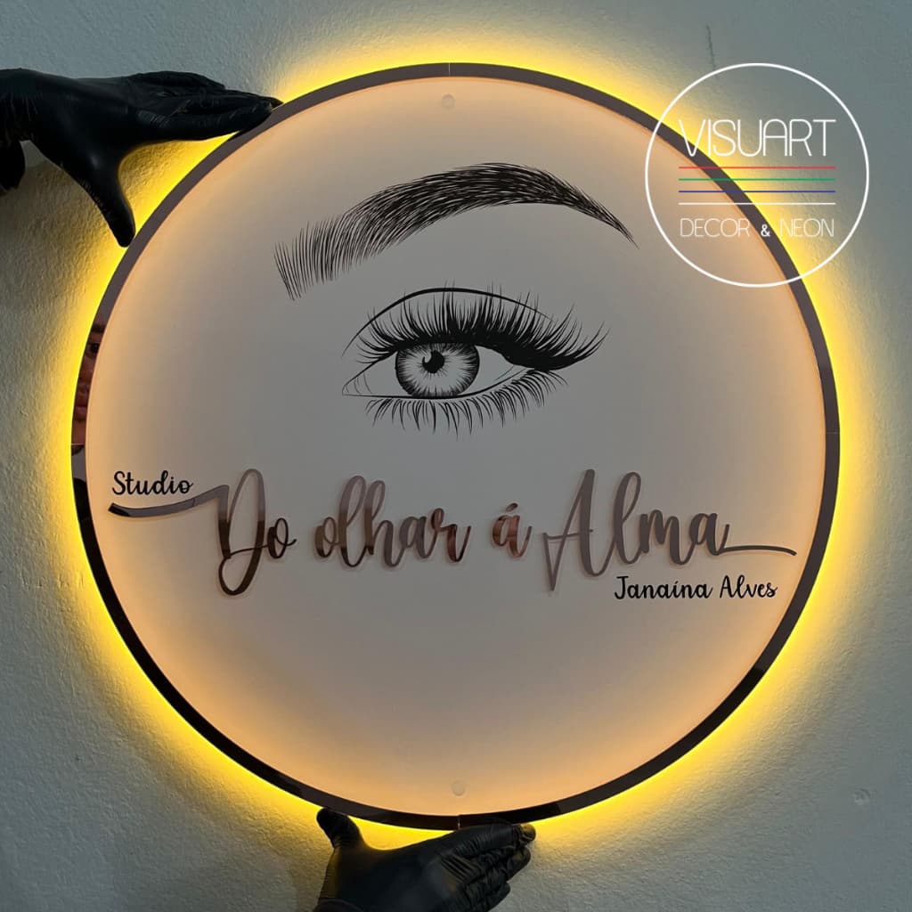 Placa Logomarca Luminosa Neon Led Acrilico Logo Parede Decoração