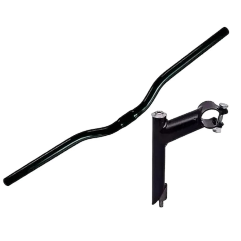 Kit Bike Mtb Guidão Curvo + Suporte Mesa 21.1mm Aço Standard