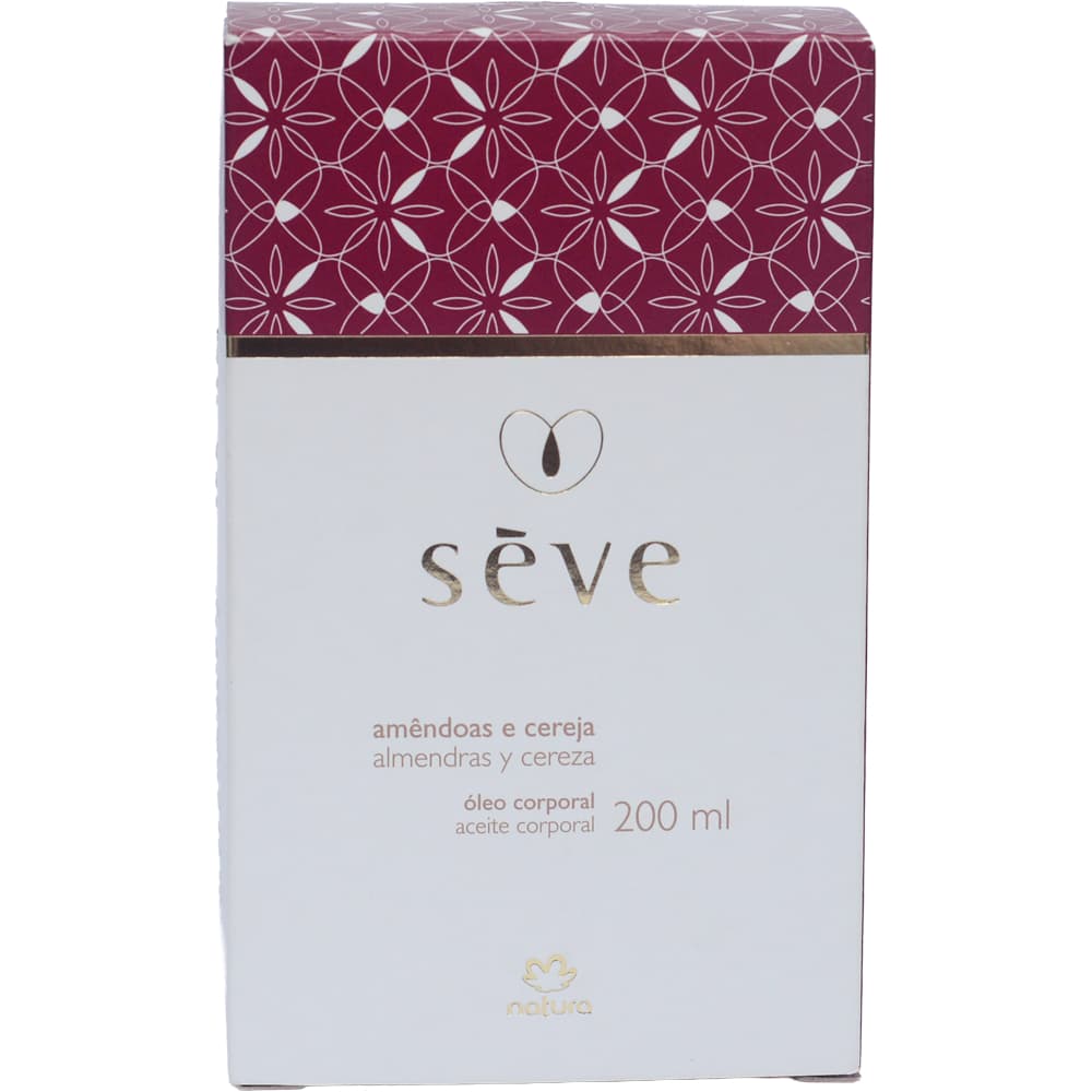 Óleo Corporal Sève Natura (Regular, Refil): Amêndoas Doces Amendoas Cereja 200ml.Produtos Originais.