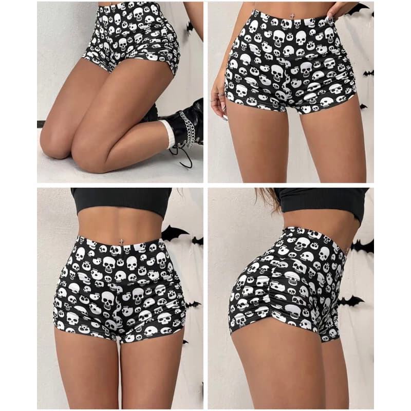 Short academia Caveira zero transparência qualidade premium cintura alta