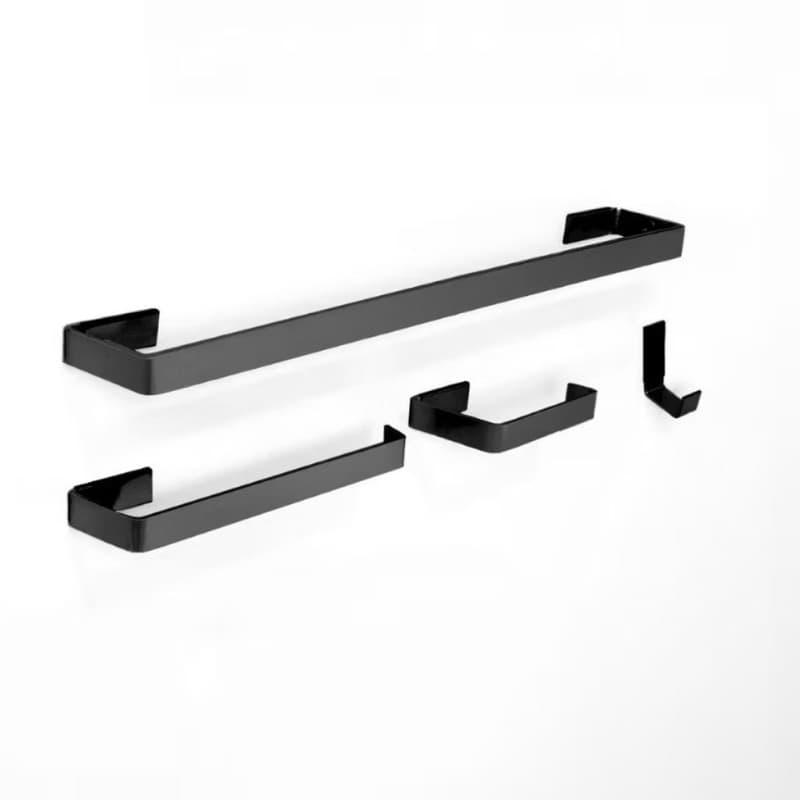 Kit 4 Peças Preto Quadrado – Acessórios Modernos para Banheiro