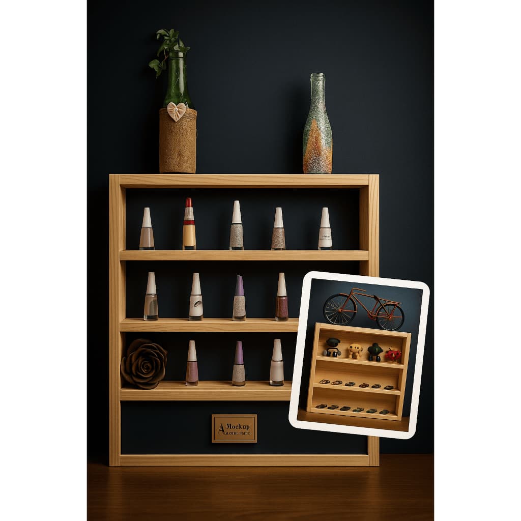 Expositor de esmalte e brinquedos 3 andares 50x40x7 de madeira pinus