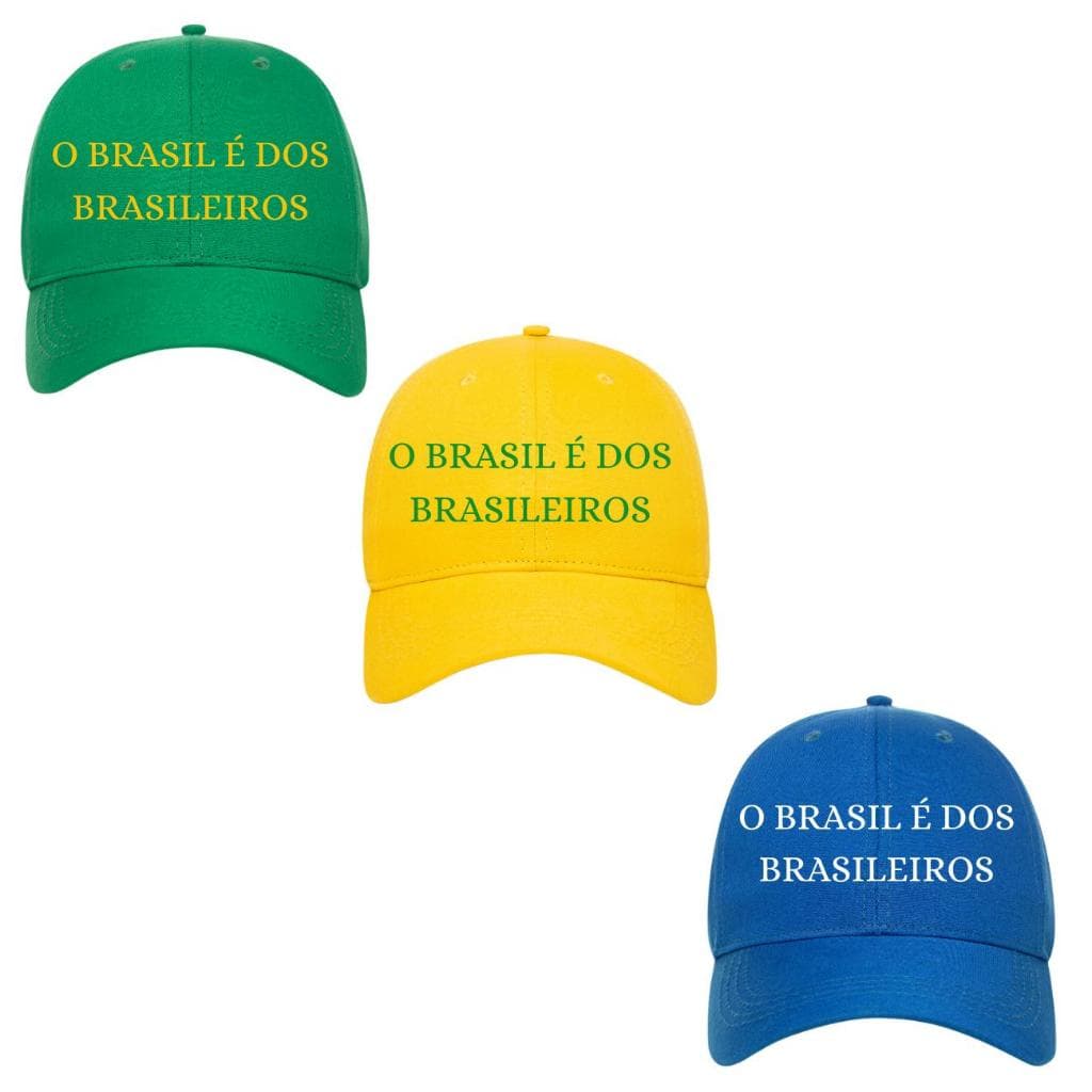 3un Bonés BRASIL É DOS BRASILEIROS Presidente Lula Aba Curva