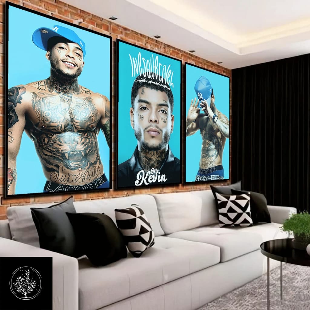 KIT QUADROS DECORATIVOS HOMENAGEM CANTOR MC KEVIN ARTISTA - 3 PEÇAS DECORAR SALA QUARTO ESCRITORIO