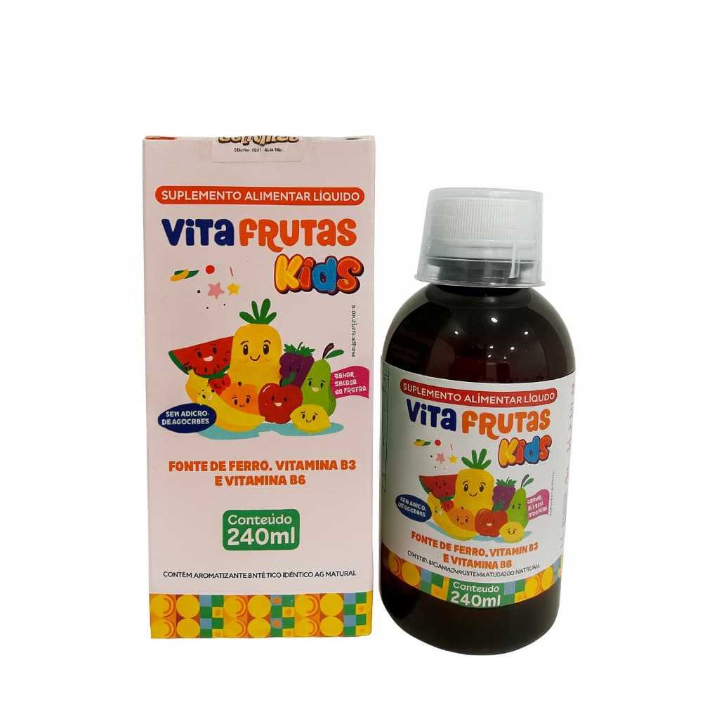 Suplemento Vita Frutas Kids 240ml – Ferro, Vitamina B3 e B6 | Sem Açúcar
