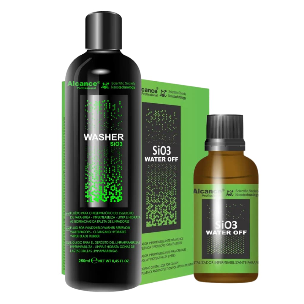 Sio3 Water Off 20ml Vitrificador de Vidros + Sio3 Washer Reservatorio Alcance