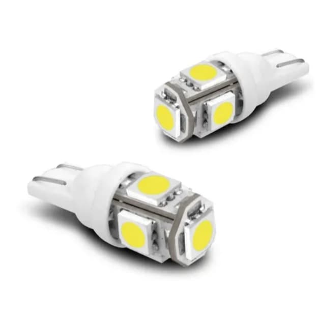 Par Lampada Luz Pingão Pingo Led T10 5w 12v Branca Multilaser Universal Teto Lanterna Carro Moto