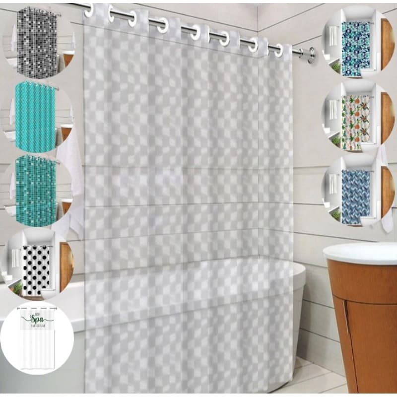 Cortina de Box Banheiro com Ilhós  Várias Estampas Modernas PVC Impermeável