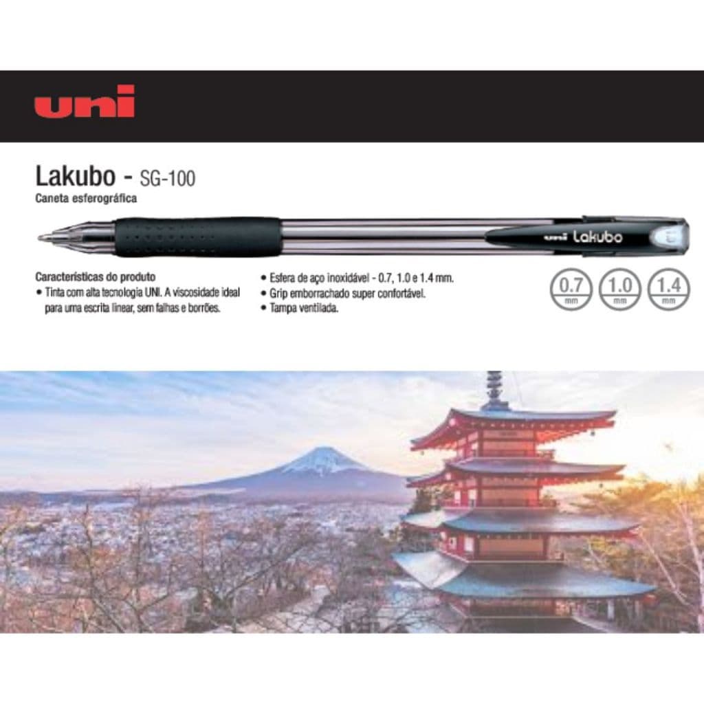 Caneta esferográfica Lakubo Uniball Mitsubishi SG-100 0.7mm ou 1.0mm
