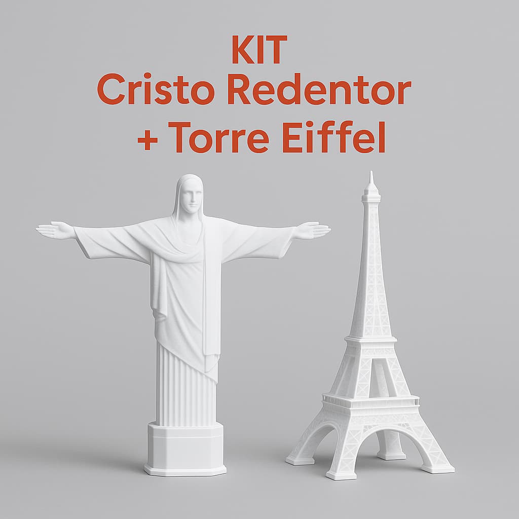 Kit Cristo Redentor + Torre Eiffel – Esculturas Minimalistas para Presente e Decoração Para Casa/Escritorio/Quarto