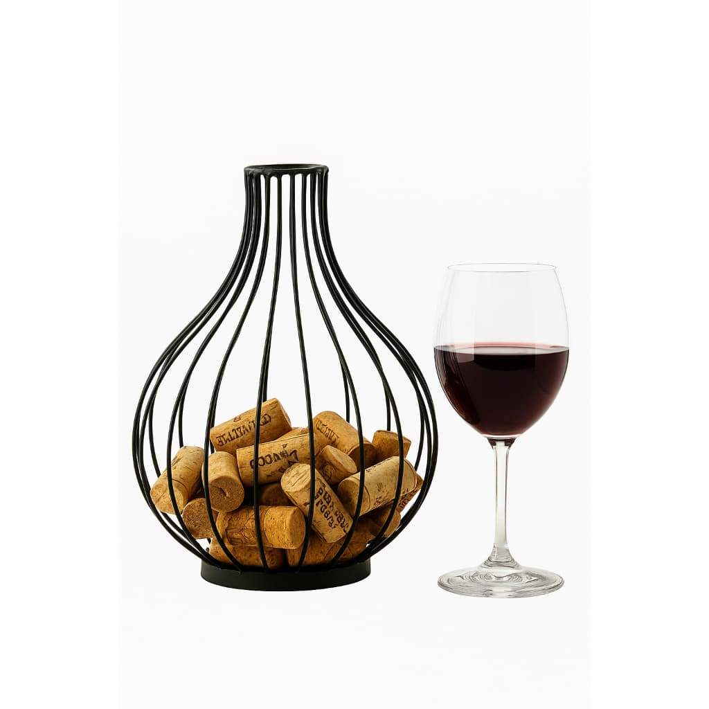 Porta Rolhas de Vinho 30cm em Metal Preto – Decoração Moderna