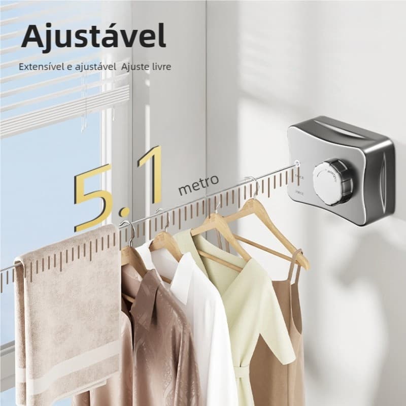 Linha De Lavanderia De Aço Inoxidável Varal Retrátil Ajustável Para Secagem De Roupas Internas E Externas Invisíve