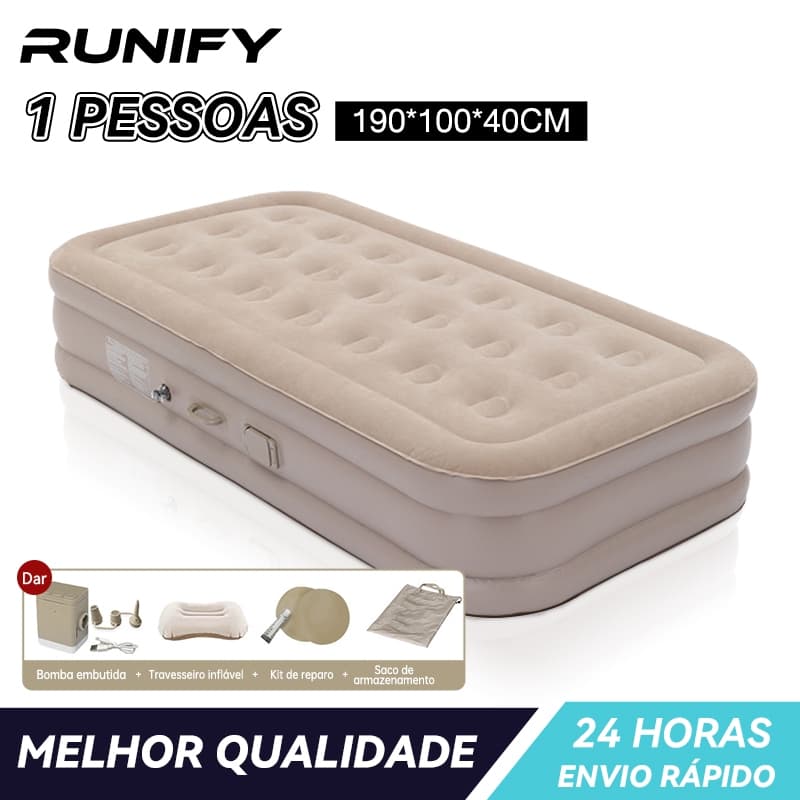 Colchão Inflável Solteiro Vem Com Uma Bomba Inflável De Bateria De Lítio Embutida E Removível 190*100*40cm Acampamento