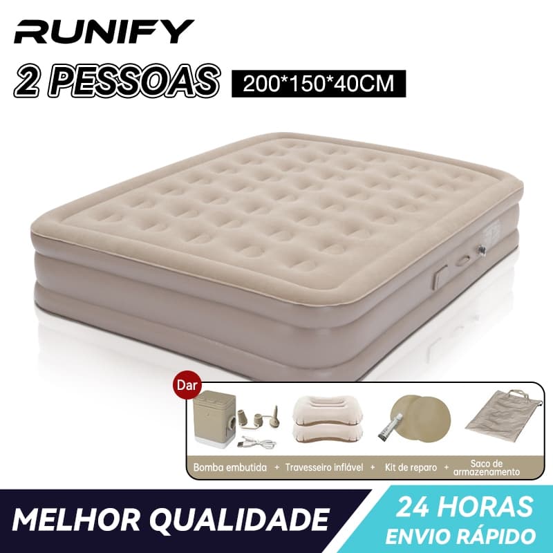 Colchão Inflável Queen Casal Cama De Campanha Bomba Inflável Com Bateria De Lítio Integrada 203*154*44cm