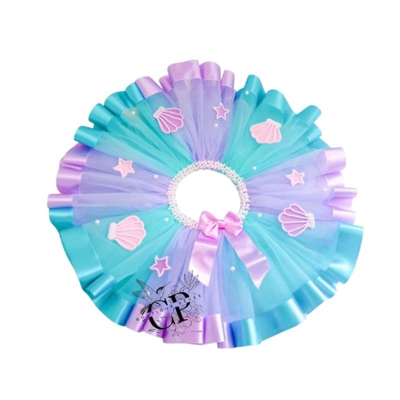 Saia Tutu Personalizada com Pérolas, Laços e Barra de Cetim – Luxo Infantil