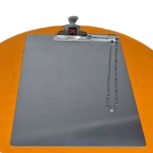 Prancheta de Aluminio Para Prender Papel Com Caneta Fixa e Corrente